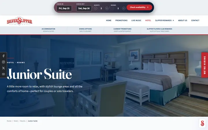 Captured rooms page of Silver Slipper Casino Hotel