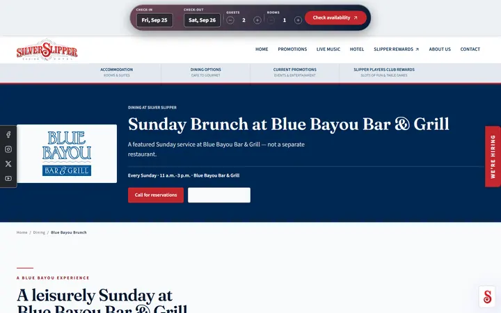 Captured dining page of Silver Slipper Casino Hotel