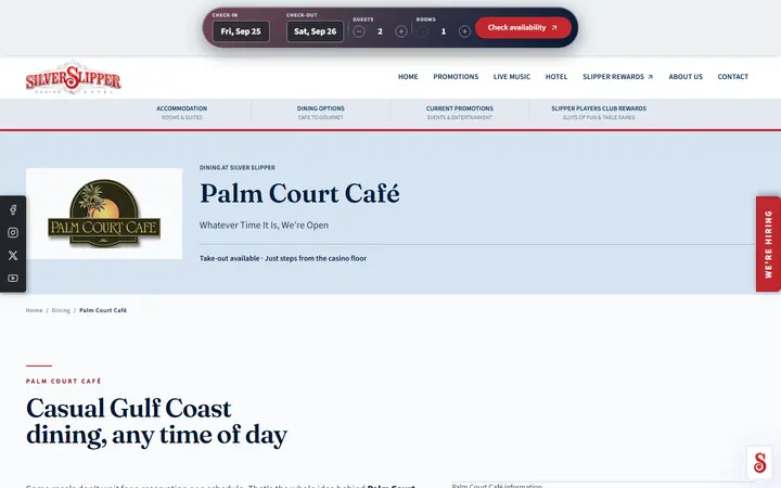 Captured dining page of Silver Slipper Casino Hotel
