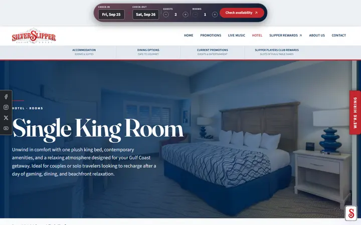 Captured rooms page of Silver Slipper Casino Hotel
