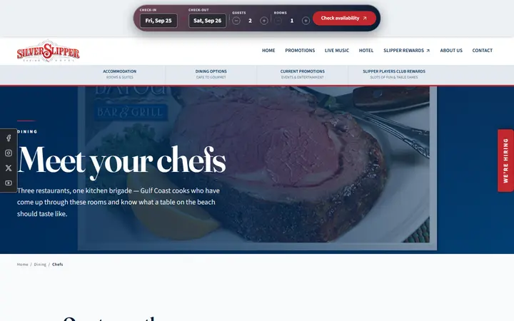 Captured dining page of Silver Slipper Casino Hotel