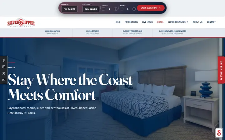 Captured rooms page of Silver Slipper Casino Hotel