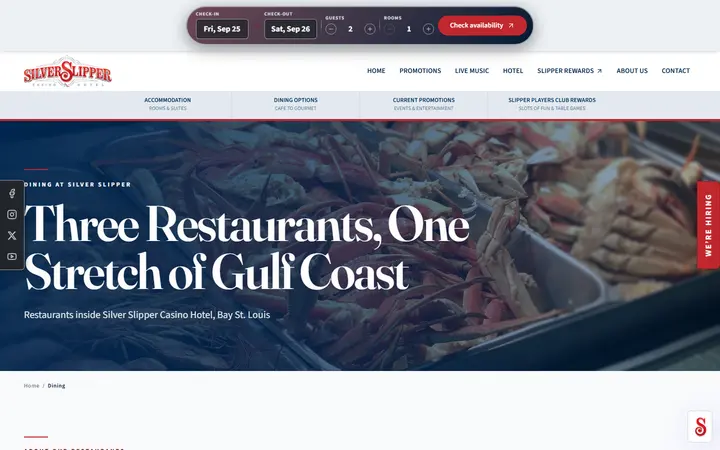 Captured dining page of Silver Slipper Casino Hotel