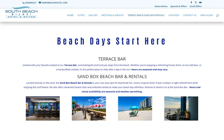 Captured dining page of South Beach Biloxi Hotel & Suites