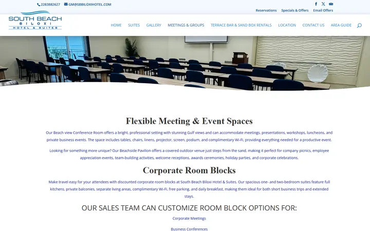 Captured wellness page of South Beach Biloxi Hotel & Suites