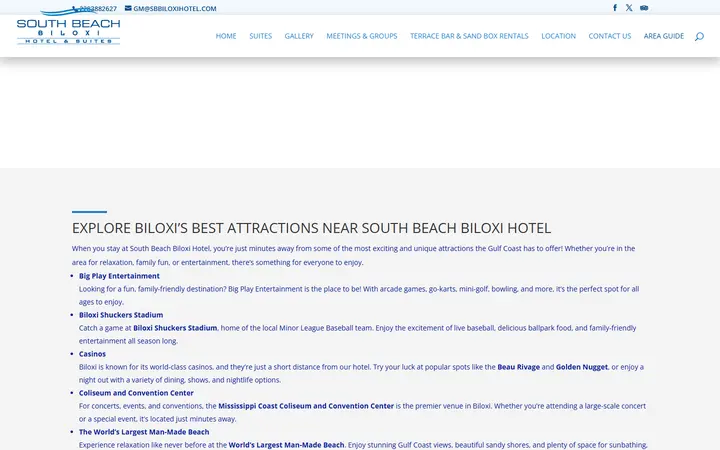 Captured wellness page of South Beach Biloxi Hotel & Suites