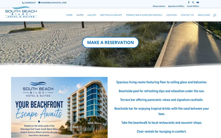 Captured rooms page of South Beach Biloxi Hotel & Suites