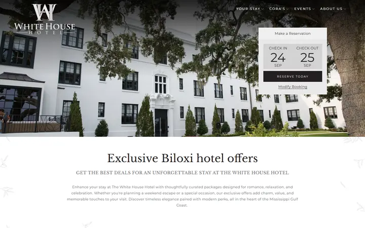 Captured rooms page of White House Hotel