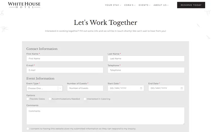 Captured entertainment page of White House Hotel