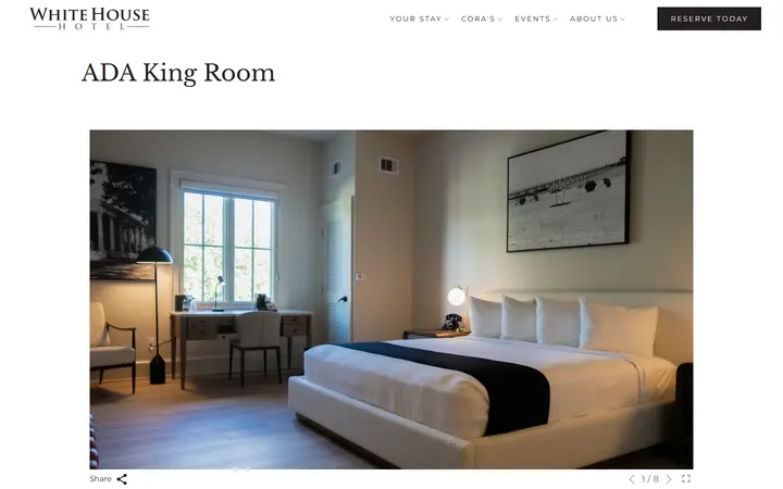Captured rooms page of White House Hotel
