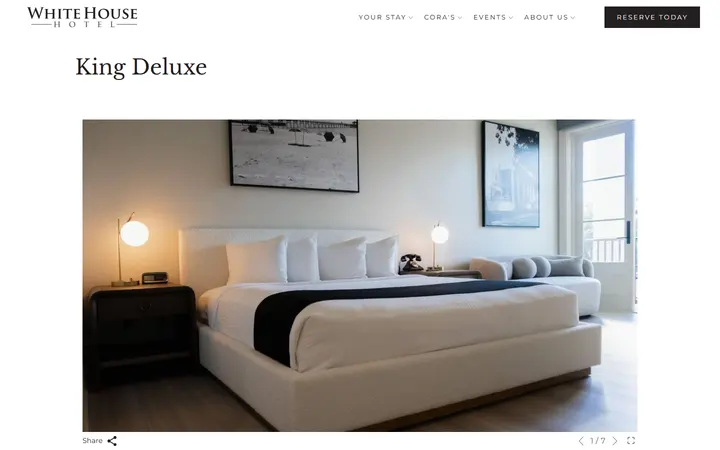 Captured rooms page of White House Hotel