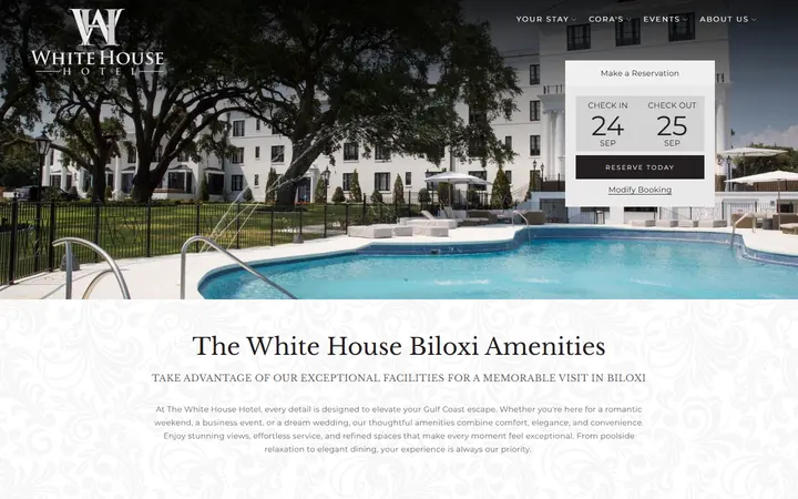 Captured rooms page of White House Hotel